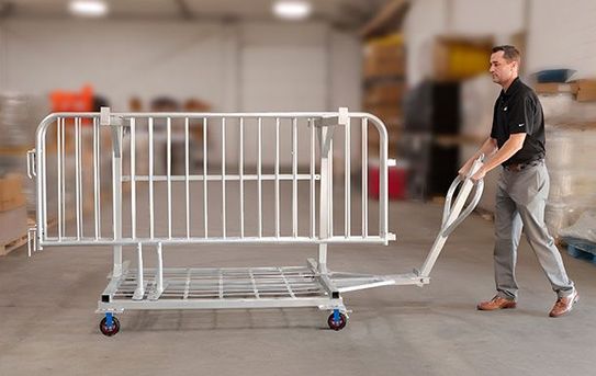 Metal Barricade Cart with Large Wheels
