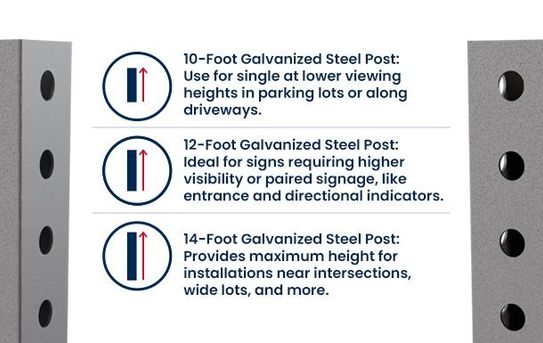 Square Sign Post | Galvanized Steel | Multiple Lengths