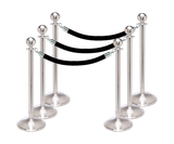 Stanchion Bundle - (6) Ball Top Dome Base Posts with (4) 6’L Velour Ropes